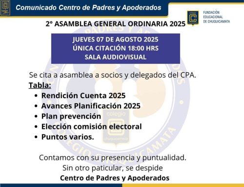 Asamblea Centro de Padres y Apoderados – 07 de Agosto